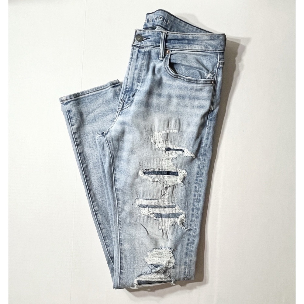 American Eagle Jeans Men's 34x36 Blue Athletic Skinny Fit Distressed Stretch